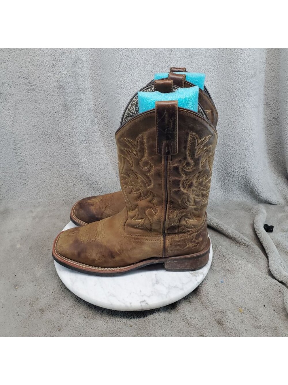 Laredo Shoes Womens Size 7.5 Brown Leather Square Toe Western Boots *Read*